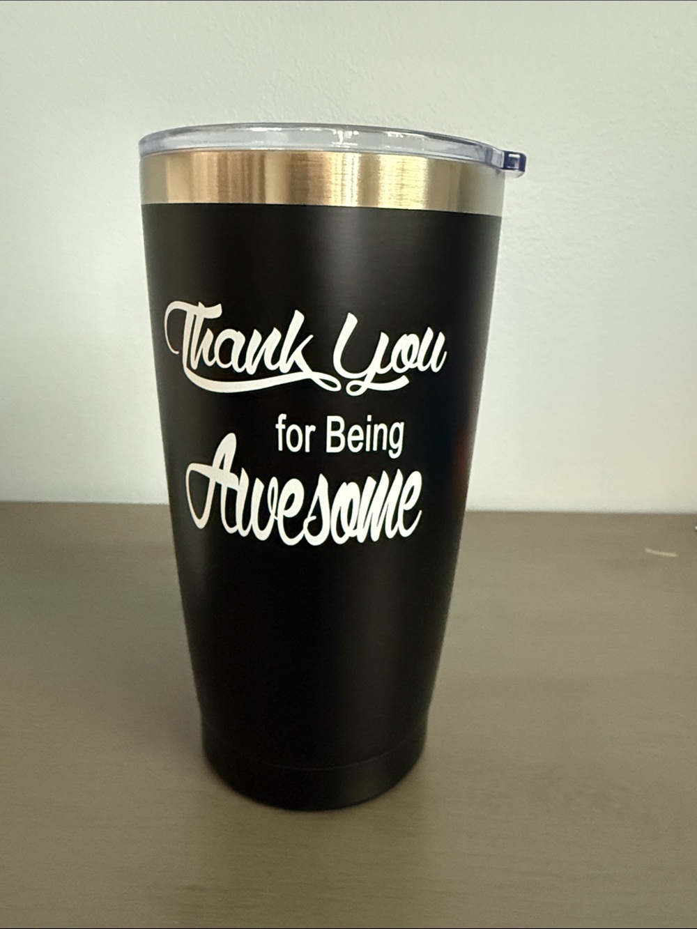 Thank You for Being Awesome Black Travel Tumbler with Gold Rim